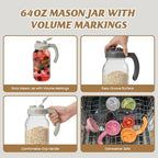 SOLIGT 2 Quart Glass Mason Jar Pitchers with Lids, Dark&Light Gray, 2 Pack - Image 4
