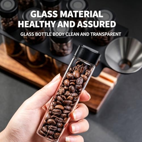 Wall Mounted Coffee Bean Storage Tubes, 12 Pcs Wood Coffee Bean Cellar, with Hopper, One Way Exhaust Valve, 22g-25​g Single Tube Capacity, for Kitchen, Living Room - Image 6