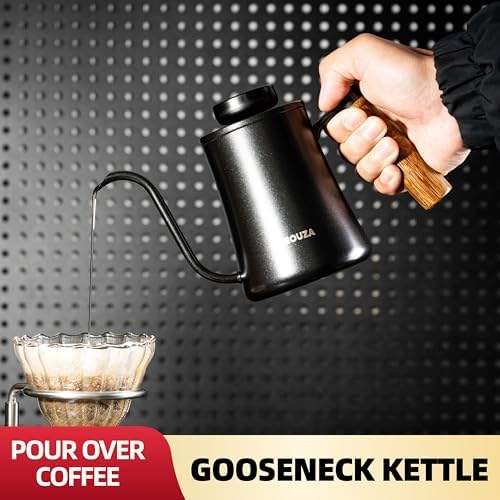 NEOUZA 500ml Gooseneck Kettle with Mechanical Dial Thermometer, 304 Stainless Steel Stovetop Safe Kettle for Pour Over Coffee and Tea, Precision Spout & Wooden Handle - Image 2