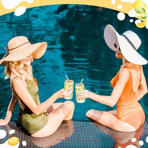 6 Sets 16 oz Lemon Glass Cups with Lids and Straws Party - Image 4