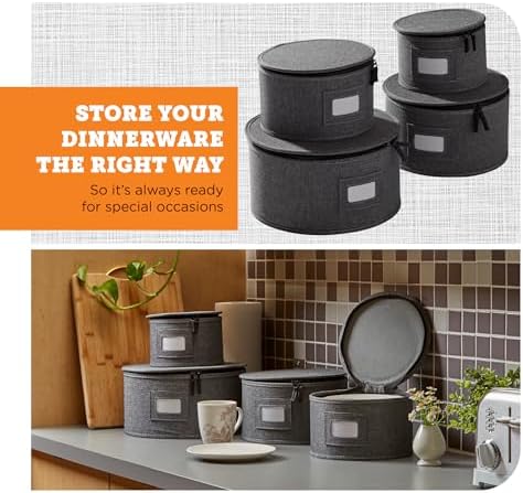 storageLAB 4-Piece China Plate Storage Set | Hard Shell Dividers | Gray - Image 2