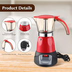 Electric Espresso Coffee Maker, Transparent Moka Pot, Red, 6 Cup - Image 3