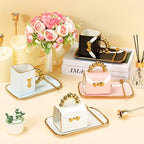 Sliner Set of 4 Handbag Coffee Mug with Saucer Purse Tea Cup Set,Stylish - Image 4
