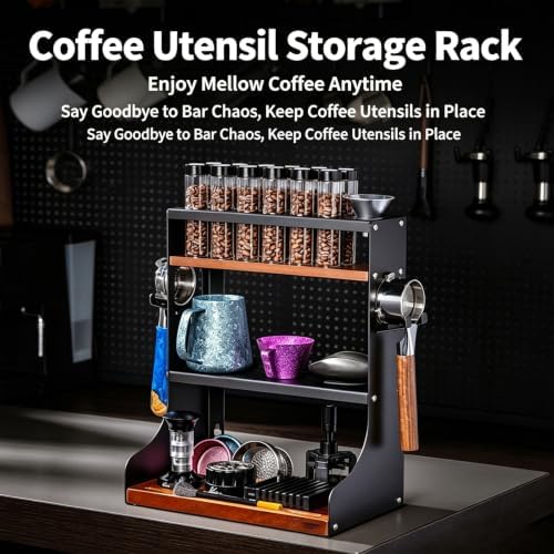 Wall Mounted Coffee Bean Storage Tubes, 12 Pcs Wood Coffee Bean Cellar, with Hopper, One Way Exhaust Valve, 22g-25​g Single Tube Capacity, for Kitchen, Living Room - Image 2