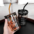 BLUEPOLAR 13 oz Tumbler Water Glass, Water Bottle with Straw and Dustproof Lid, Coffee Ice Cup Double Wall Insulated Glass Cup (Amber-4pack) - Image 6