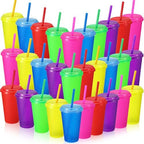 Honeydak 30 Pcs Reusable Plastic Tumbler with Lid&Straw,Glitters,Clear by Honeydak