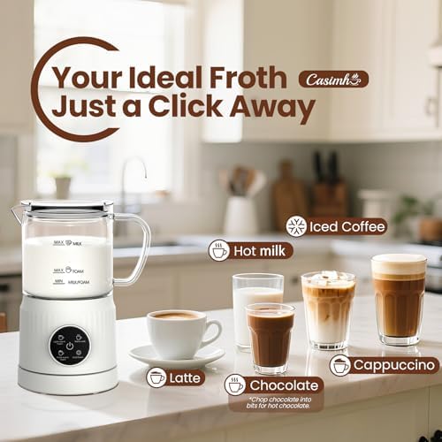 4-in-1 Electric Milk Frother and Steamer for Whole Milk, LED Touch Screen - Image 2