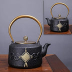 LJYT Teapot Teapots Cast Iron Handmade Teapot Loose Leaf Teapot Filter Heat Tea Kettle Single Home kettle Uncoated vintage cast iron kettle (Color : Chinese knot) by Unknown