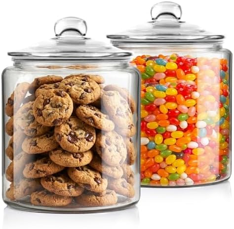 Masthome 1 Gallon Glass Cookie Jars Set of 2, Thick Clear Glass Canisters by Masthome