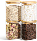 ComSaf Glass Storage Containers with Lids 1.2 Qt, Set of 4 Food Storage Jar by ComSaf