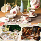 Zhehao 20 Pcs Porcelain Tea Set for Adult, with Metal Holder, Modern - Image 5