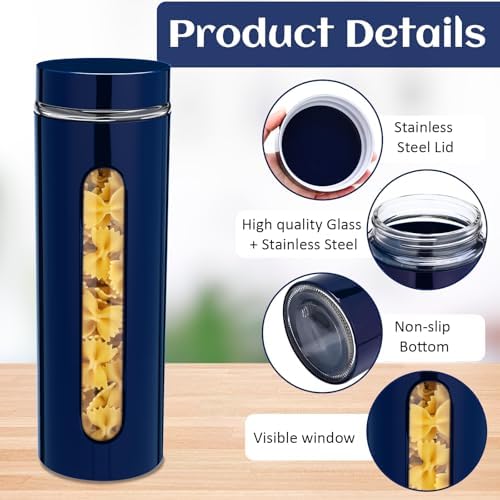 Mimorou 6 Pack 60 oz Airtight Stainless Steel Kitchen Canisters, Navy Blue - Image 4