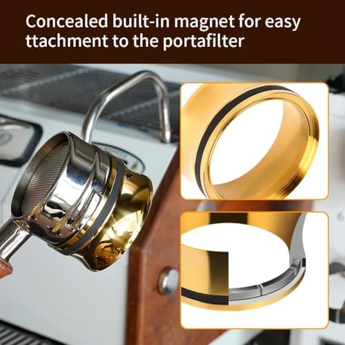 watchget 58mm Magnetic Espresso Dosing Funnel Coffee Dosing Ring, Gold - Image 6