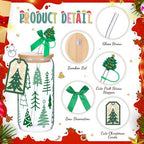 Vesici 6 Set Christmas Glasses Cups 16 oz Xmas Drink Cup with Lid Straw and Stopper Can Shaped Beer Tumbler Christmas Appreciation Gifts with Cards and Bow for Women Birthday Party Favor - Image 3