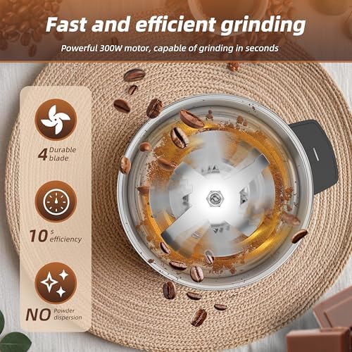 Electric Coffee Grinder 300W, Adjustable Grind, Espresso/Drip/Pour. Coffee Grinder for Coffee, Spices, and Other Foods (silvery-238) - Image 3