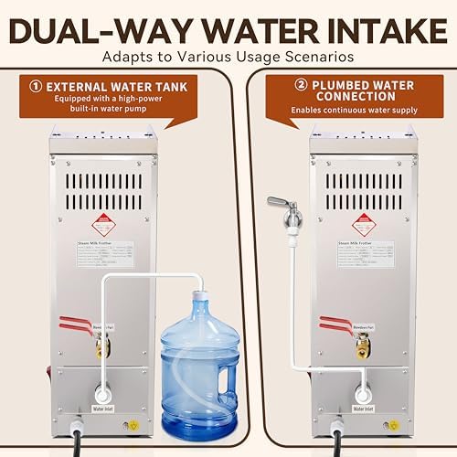 Commercial Milk Frother and Steamer 2000W, 6 Temp Settings, Silver - Image 5
