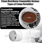 IKAPE 51MM Coffee Distributor, Gravity Adaptive Espresso Distributor Fits All 51MM Espresso Portafilter, Compatible with 51MM Delonghi Bottomless Portafilter (White) - Image 2