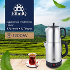 Ethniq TeaVibe Electric Turkish Tea Maker - Stainless Steel 120V Double Pot Kettle & Infuser, Boil-Dry Protection, Auto Shut-Off & Keep Warm Function, 1.7L Kettle + 1L Teapot Capacity - Image 5