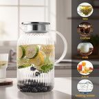 Bandesun Vintage Glass Pitcher with Lid, 128oz/ 1 Gallon Water Pitcher with Handle for Fridge Heat Resistant Borosilicate Water Jug, Carafe for Hot/Cold Coffee, Tea,Beverage 1Pack - Image 6