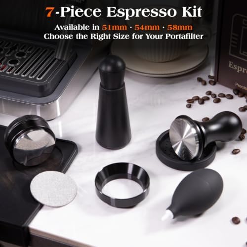 7 PCS 58mm Espresso Accessories Kit: Espresso Tamper, Coffee Distributor, Puck Screen, Dosing Funnel and WDT Tool Espresso Machine Accessories, Professional Espresso Tools - Image 6