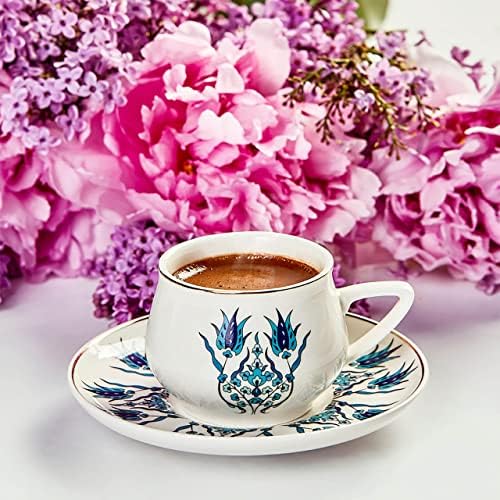 KARACA Iznik XL Turkish Coffee & Espresso Cups 12 Piece Set for 6 100ml - Image 6