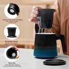 suyika Ceramic Tea Cup with Infuser and Lid, Matte Black 15.2 oz / 450 ml - Image 2
