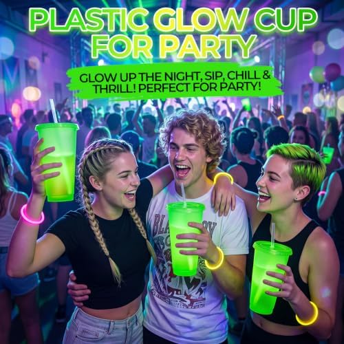 Honeydak 45 Pack 24 oz Glow in the Dark Halloween Cups, Fluorescent Green - Image 5