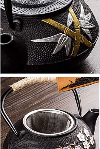 tetsubin cast iron teapot japanese tea kettle workshop with Stainless Steel Infuser(Plum bamboo pattern 20oz）【2.1 lb】 - Image 5