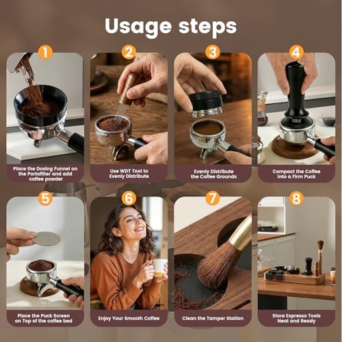 28-Piece 51mm Espresso Accessories Kit with Wood Tamping Station - Image 5