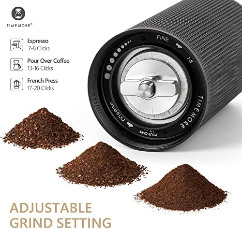 TIMEMORE Manual Coffee Grinder Chestnut C3S Max, Hand Coffee Grinder with Foldable Handle, Stainless Steel S2C Conical Burr Coffee Grinder, Adjustable Grind Setting for Espresso to French Press, Black - Image 6