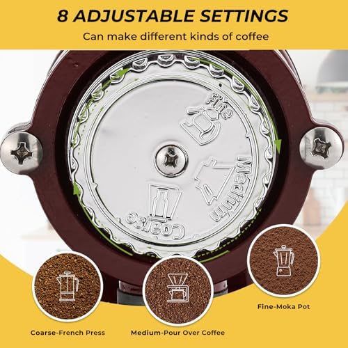 Electric Burr Coffee Grinder, Anti-Static 8 Grind Settings, Red - Image 2