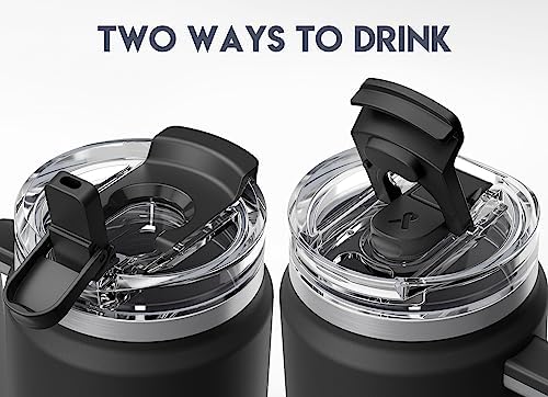 Meoky 32 oz Tumbler with Handle, Insulated Tumbler with Lid and Straw, Stainless Steel Travel Mug, Keeps Cold for 24 Hours, 100% Leak Proof, Fits in Car Cup Holder (Night) - Image 6