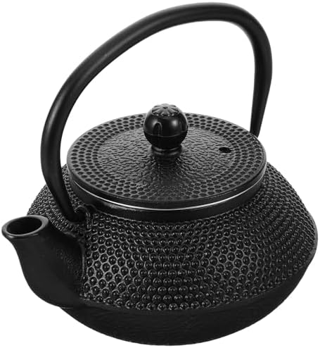 Retro Cast Iron Tetsubin Tea Pot 0.3l Black for Xmas by OUNONA