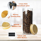 Glass Storage Containers with Airtight Bamboo Lids,Round Glass Jars Pantry Organizers,Perfect for Kitchen Organization - Flour, Rice, Pasta, Sugar, Coffee Beans, Accessories Included (43oz*6) - Image 4