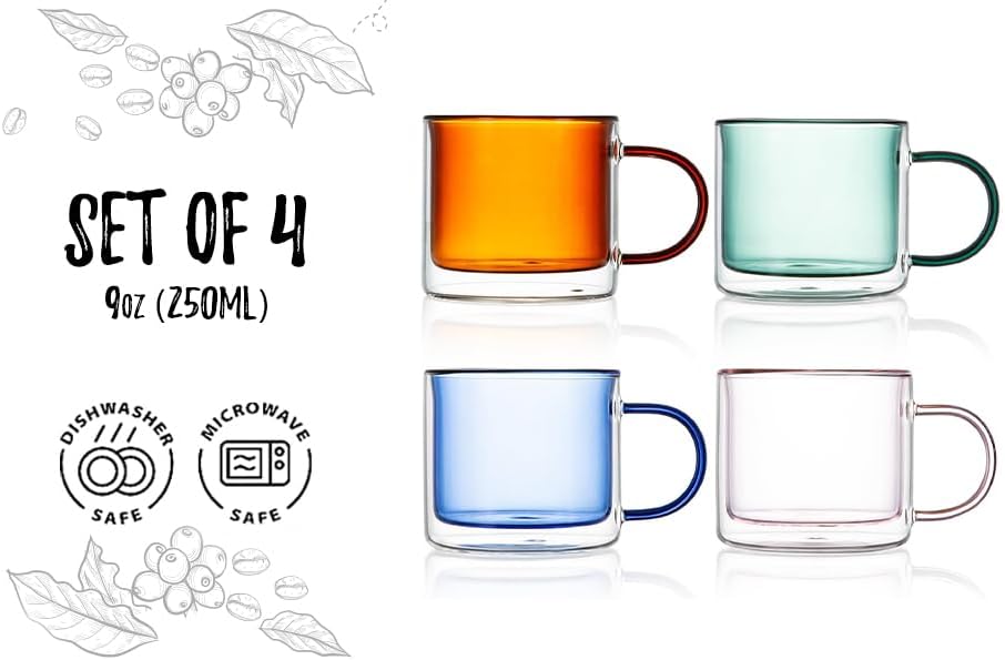 Double Wall Insulated Coffee Mugs, Set of 4, 8.5oz - Image 4