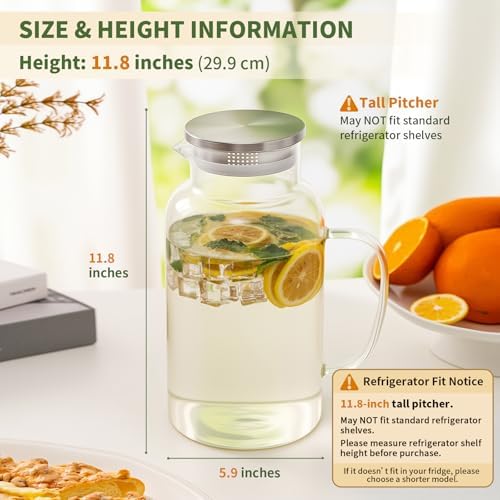 1 Gallon Glass Pitcher with Lid and Spout, 3.8L Glass Water Pitcher - Image 2
