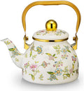 Enamel Tea Kettle for Stovetop, 1.2L Floral Tea Kettle with Gold Handle & Stainless Steel Infuser, Vintage Teapot, Tea Kettle Stovetop for Gas, Induction & Electric Stoves by Unknown