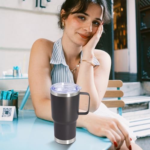 20 oz Tumbler with Handle and Lid Insulated Travel Coffee Mug Grey 12P - Image 2
