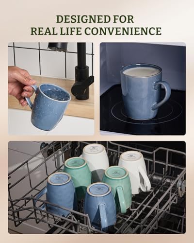 famiware Aurora Coffee Mugs, 14oz Mug Set of 4, Stoneware Cup with Handle - Image 5
