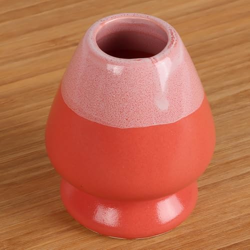 BambooMN Brand - Matcha Ceramic Set - Matcha Bowl and Whisk Holder - 10 Sets Coral - Image 3
