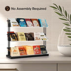 J JACKCUBE DESIGN Tea Bag Organizer Steel and Acrylic 3 Tier, 15 Compartment Tea Bags Sugar Packets Coffee Station Storage Holder for Cabinet Countertop Office (Black)- MK956A - Image 6