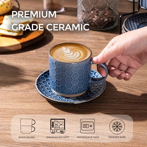 GBhome 6 OZ Coffee Mugs with Saucer and Stand, Ceramic Espresso Coffee Cup - Image 4