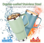 20 oz Tumbler with Handle Stainless Steel Insulated Coffee Mug Tumbler with Lid and Straw Double Wall Vacuum Insulated Coffee Mug Leak Proof Travel Mug Tumbler for Hot and Cold Drink (Green Tea,4pack) - Image 3