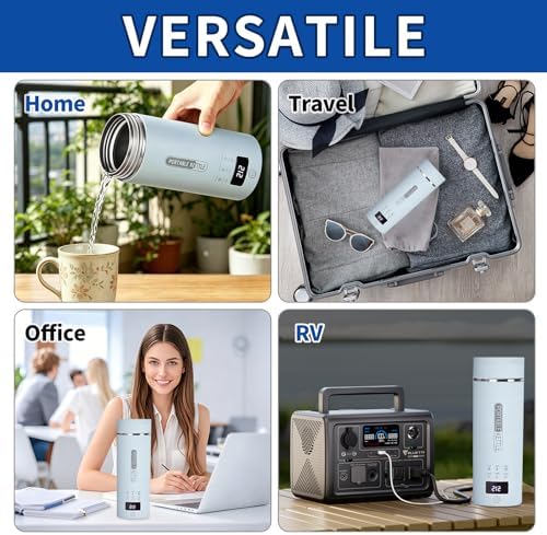Blue Travel Electric Kettle, LCD Display with 6 Temperature Settings, 304 Stainless Steel, 450ml/15.2oz, Auto Shut-Off and Boil-Dry Protection, Compact Portable Electric Kettle - Image 6