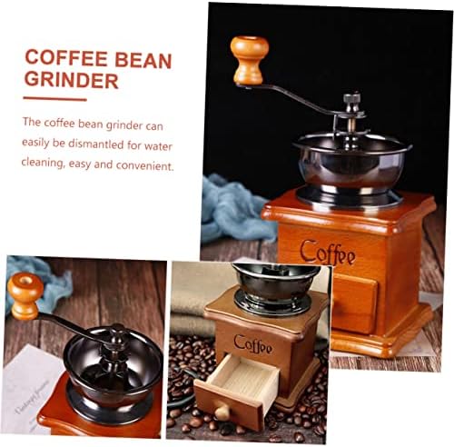 Vintage Style Hand Crank Coffee Bean Grinder, 50-60g Ceramic Wood - Image 3