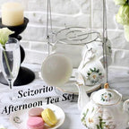 Ceramic Coffee Tea Gift Sets, European Luxury Tea Set, Suitable as A Gift for Mother'S Day, Birthday, Christmas, and Gatherings (White Peony) - Image 3