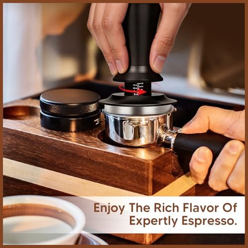 Spring-Loaded Espresso Tamper Set - 6-in-1 Barista Tools with Milk Pitcher, Latte Art Pen/Stencils, Stirring Spoon & Tamper Mat for Home Coffee Lovers (58mm-7set) - Image 4