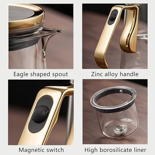 YJX 25.4oz Magnetic Glass Teapot Set with 40.6oz Cast Iron Tea Kettle for Stovetop, Small Enchanted Brewing Tea Pot, Witchcraft Magic Borosilicate Tea Set with Strainer for Loose Leaf - Image 6