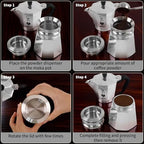 4-6-Cup Moka Pot Tamper, 304 SS Dosing Funnel & Distributor, Silver - Image 6