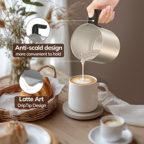 Large Electric Milk Frother and Steamer, 16.9oz/500ml Milk Steamer and Frother for Latte or Hot Chocolate, Dishwasher Safe, 6 Functions, Enjoy Perfect Milk Froth in 2 Min (Black-Stainless Steel) - Image 7